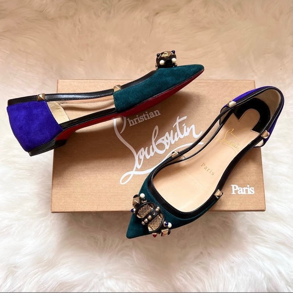 CHRISTIAN LOUBOUTIN Tudor Young Embellished Flats - Picture 1 of 9